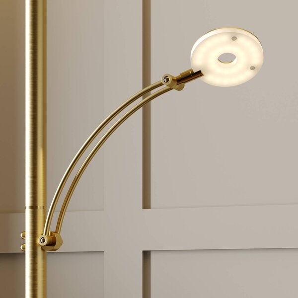 Lucande LED álló lámpa Anniki, sárgaréz, állítható, dimmelhető, dimmelhető, Sárgaréz / arany, Nappali / Étkező, fém, Modern
