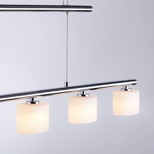 Paul Neuhaus LED-es függőlámpa Hydra, acél színű, üveg, 80cm, Alu / szürke / cink, Nappali / Étkező, Üveg, Modern