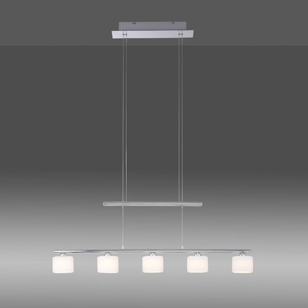 Paul Neuhaus LED-es függőlámpa Hydra, acél színű, üveg, 80cm, Alu / szürke / cink, Nappali / Étkező, Üveg, Modern