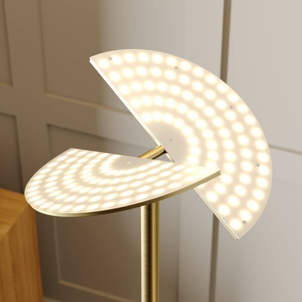 Lucande LED álló lámpa Anniki, sárgaréz, állítható, dimmelhető, dimmelhető, Sárgaréz / arany, Nappali / Étkező, fém, Modern