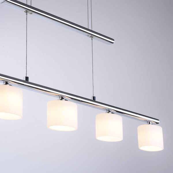 Paul Neuhaus LED-es függőlámpa Hydra, acél színű, üveg, 80cm, Alu / szürke / cink, Nappali / Étkező, Üveg, Modern