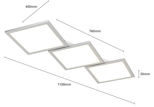 Lucande LED mennyezeti lámpa Ilira, 3 lámpás, ezüst, CCT, dimmelhető, dimmelhető, Alu / szürke / cink, Konyha, Alumínium, Modern