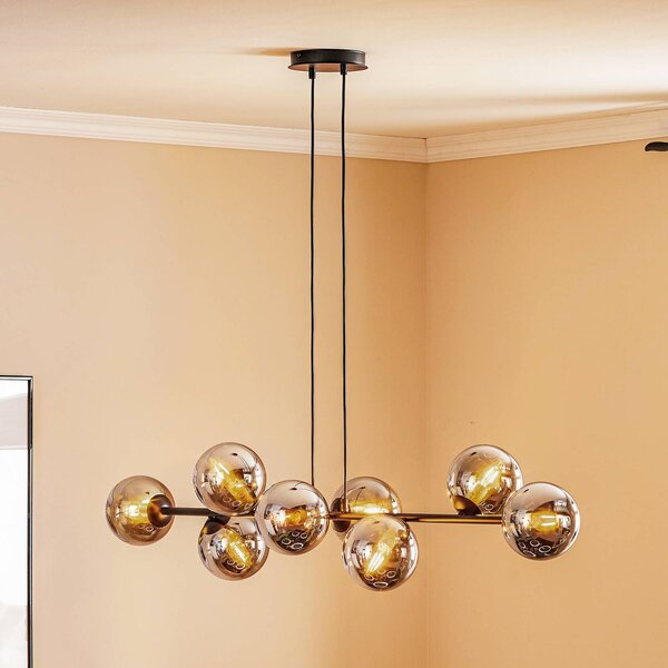 EMIBIG LIGHTING Üveges függőlámpa, 8-as lámpa, fekete, grafit, üveg, E14, dimmelhető, Fekete, Nappali / Étkező, Üveg, Modern
