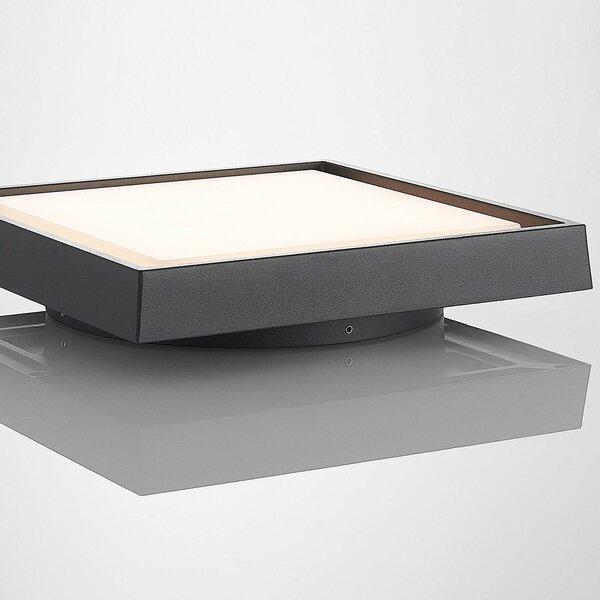 Lucande LED kültéri mennyezeti világítás Birta, sötét szürke, 27 cm, IP54, Alu / szürke / cink, Alumínium, Modern