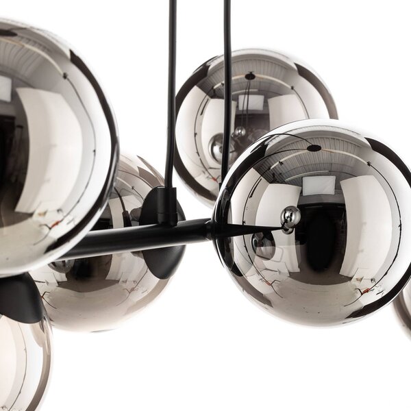 EMIBIG LIGHTING Üveges függőlámpa, 8-as lámpa, fekete, grafit, üveg, E14, dimmelhető, Fekete, Nappali / Étkező, Üveg, Modern