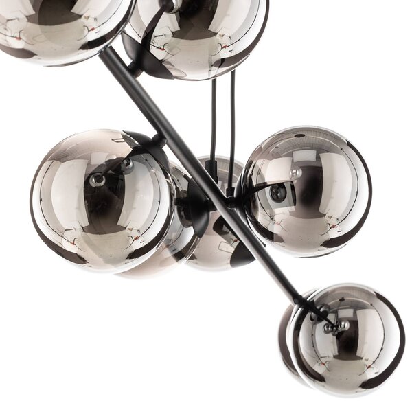 EMIBIG LIGHTING Üveges függőlámpa, 8-as lámpa, fekete, grafit, üveg, E14, dimmelhető, Fekete, Nappali / Étkező, Üveg, Modern