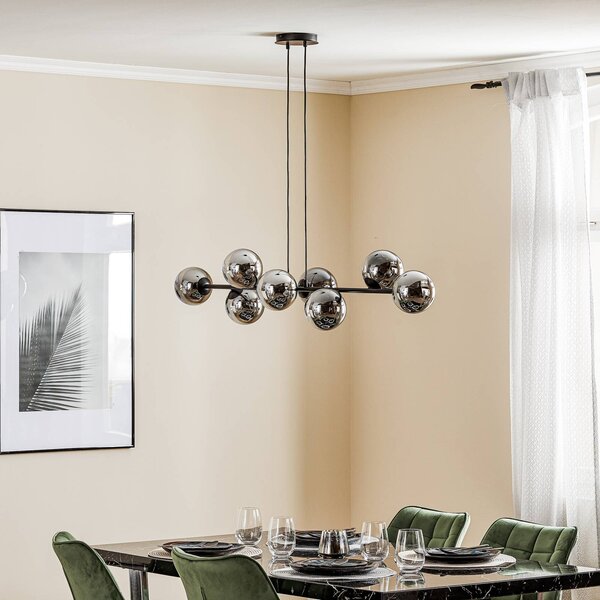EMIBIG LIGHTING Üveges függőlámpa, 8-as lámpa, fekete, grafit, üveg, E14, dimmelhető, Fekete, Nappali / Étkező, Üveg, Modern