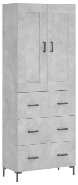 Betonszürke szerelt fa magasszekrény 69,5 x 34 x 180 cm