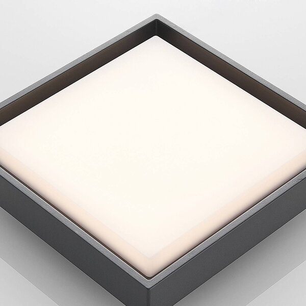 Lucande LED kültéri mennyezeti világítás Birta, sötét szürke, 27 cm, IP54, Alu / szürke / cink, Alumínium, Modern