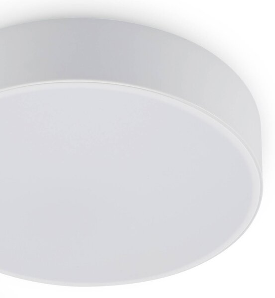Lindby LED mennyezeti lámpa Simera, Ø 30cm, fehér, fém, dimmelhető, Fehér / opál, Nappali / Étkező, Műanyag, Modern
