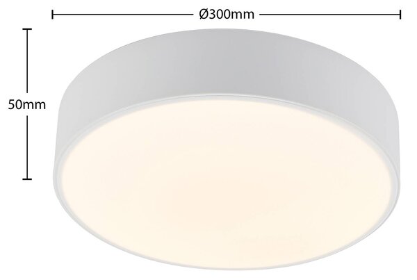 Lindby LED mennyezeti lámpa Simera, Ø 30cm, fehér, fém, dimmelhető, Fehér / opál, Nappali / Étkező, Műanyag, Modern