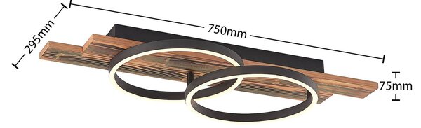 Lindby LED mennyezeti lámpa Sentoa, fa, 75 cm hosszú, 3,000 K, dimmelhető, Világos fa, Nappali / Étkező, Fa, Modern