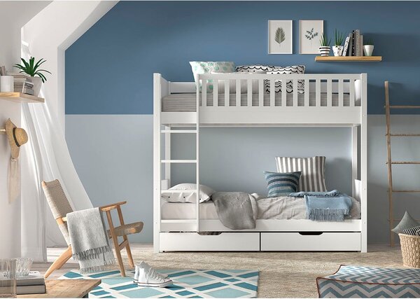Fehér emeletes gyerekágy 90x200 cm Scott - Vipack