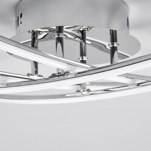 Lindby LED mennyezeti lámpa Yael, krómozott színű, fém, 67 cm hosszú, Króm / ezüst, Konyha, fém, Modern