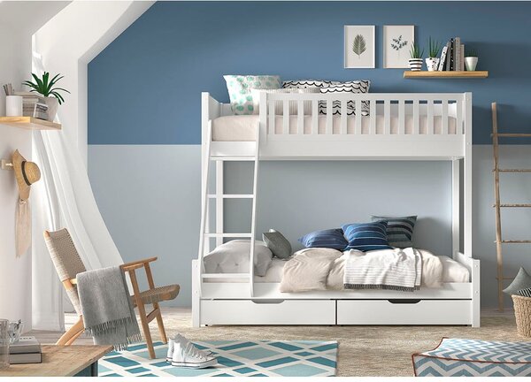 Fehér emeletes gyerekágy 140x200-90x200 cm Scott - Vipack