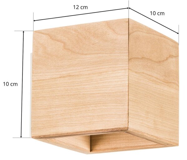 SOLLUX LIGHTING Ara fali világítás, fa kocka, dimmelhető, Világos fa, Nappali / Étkező, Fa, Modern