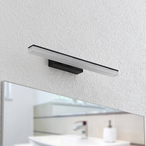 Lucande LED fali lámpa Lisana, vízszintes, 46 cm, IP44, Fekete, Fürdőszoba, fém, Modern