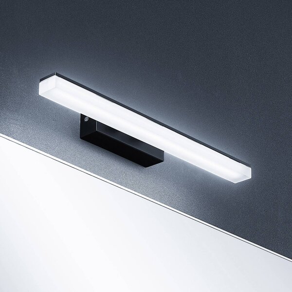 Lucande LED fali lámpa Lisana, vízszintes, 46 cm, IP44, Fekete, Fürdőszoba, fém, Modern