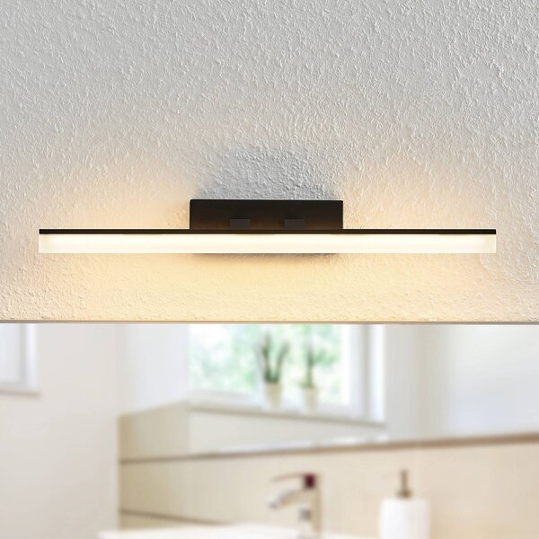Lucande LED fali lámpa Lisana, vízszintes, 46 cm, IP44, Fekete, Fürdőszoba, fém, Modern