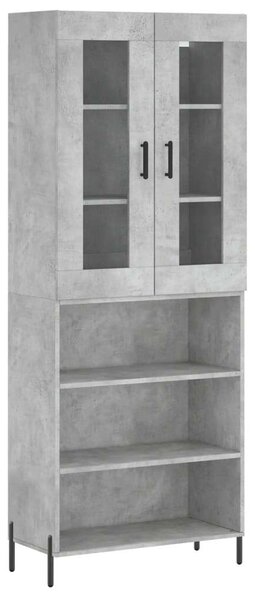Betonszürke szerelt fa magasszekrény 69,5 x 34 x 180 cm
