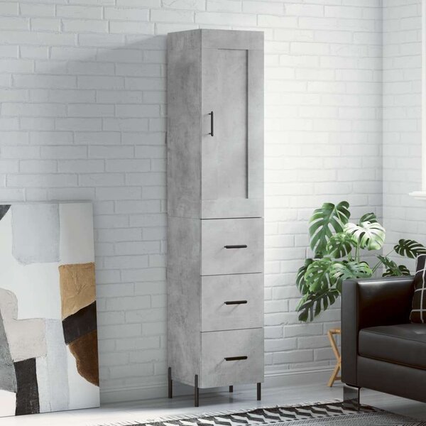 Magas Szekrény - Beton Szürke - 3 Fiók - 180 cm