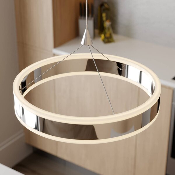 Lucande LED-es függőlámpa Lyani, 85 cm, 2 lámpás, króm, fényerőszabályzóval,, dimmelhető, Króm / ezüst, Nappali / Étkező, fém, Modern