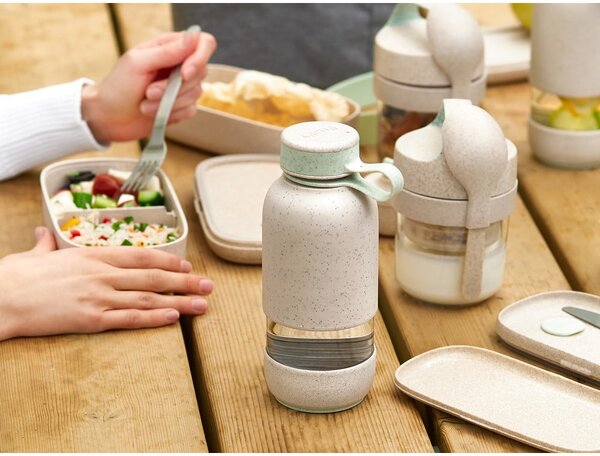 Krémszínű üveg utazó ivópalack 500 ml To Go Organic – Lékué