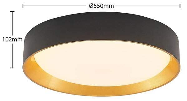 Lindby Kambia LED mennyezeti lámpa, 55 cm, Fekete, Nappali / Étkező, Alumínium, Modern