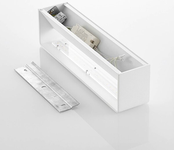 Arcchio LED fali lámpa Karam, 37 cm, fehér, fém, fel/le, dimmelhető, Fehér / opál, Nappali / Étkező, Alumínium, Modern