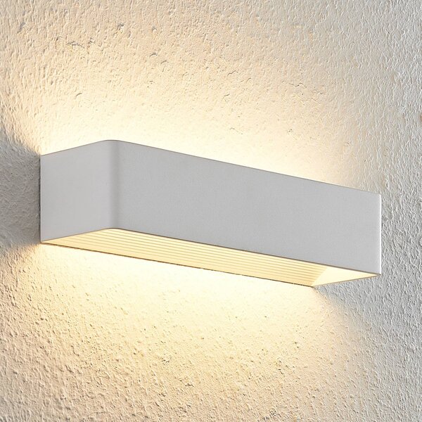 Arcchio LED fali lámpa Karam, 37 cm, fehér, fém, fel/le, dimmelhető, Fehér / opál, Nappali / Étkező, Alumínium, Modern