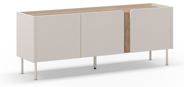 Krémszínű-natúr színű TV-állvány tölgyfa dekorral 140x53x35 cm Lucile – Marckeric