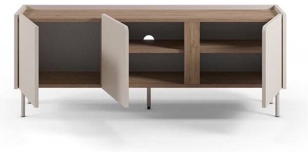 Krémszínű-natúr színű TV-állvány tölgyfa dekorral 140x53x35 cm Lucile – Marckeric
