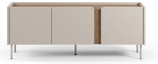 Krémszínű-natúr színű TV-állvány tölgyfa dekorral 140x53x35 cm Lucile – Marckeric