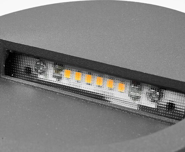 Lucande LED beépíthető fali lámpa Loya, Ø 11,5 cm, szürke, IP54, Fekete, Alumínium, Modern