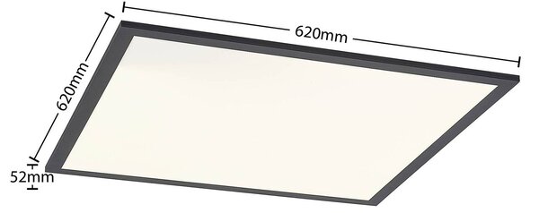 Lindby LED panel Nelios, 62 x cm, 4,000K, fekete, fém, Fekete, Konyha, Alumínium, Modern