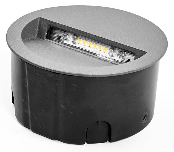 Lucande LED beépíthető fali lámpa Loya, Ø 11,5 cm, szürke, IP54, Fekete, Alumínium, Modern
