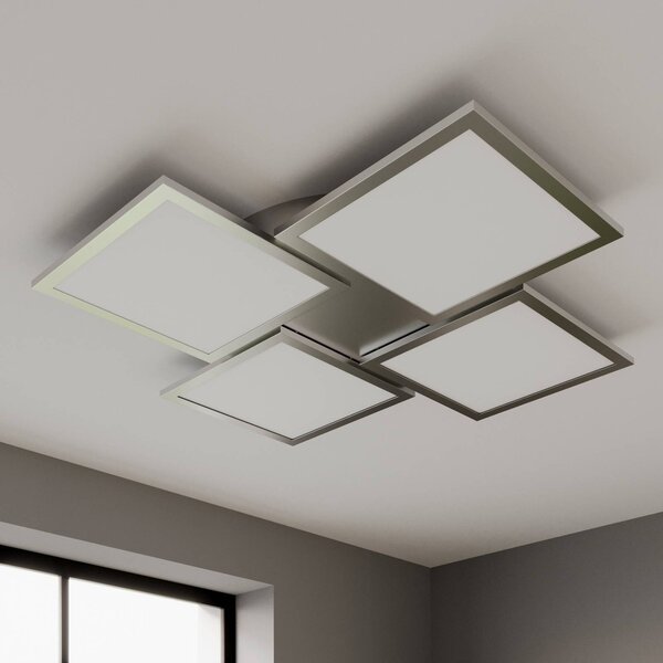 Lucande LED mennyezeti lámpa Ilira, 4 lámpás, ezüst, CCT, dimmelhető, dimmelhető, Alu / szürke / cink, Konyha, Alumínium, Modern