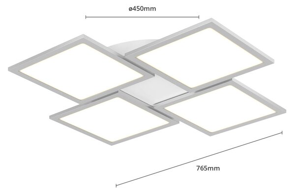 Lucande LED mennyezeti lámpa Ilira, 4 lámpás, ezüst, CCT, dimmelhető, dimmelhető, Alu / szürke / cink, Konyha, Alumínium, Modern