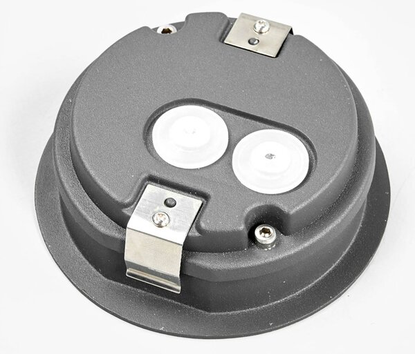 Lucande LED beépíthető fali lámpa Loya, Ø 11,5 cm, szürke, IP54, Fekete, Alumínium, Modern