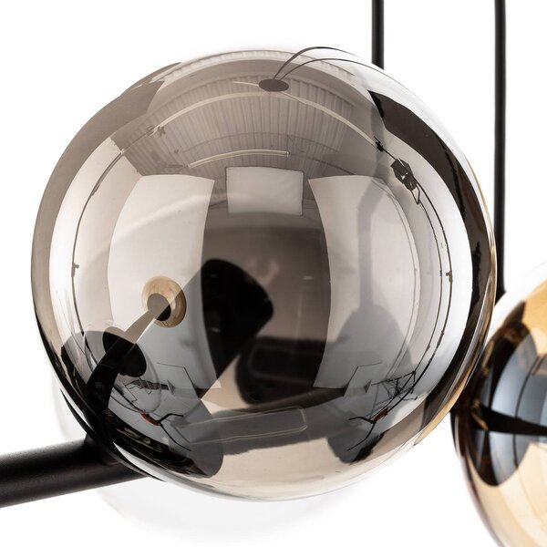 EMIBIG LIGHTING Lógó világítás Glassy, 8 izzós, fekete, grafit/borostyán/tiszta, dimmelhető, Fekete, Nappali / Étkező, Üveg, Modern