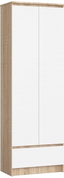 Irodai tároló szekrény, kétajtós egy fiókkal szanoma tölgy, fehér 60x35cm