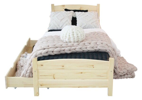 JOANA magasított ágy + matrac + ágyrács AJÁNDÉK, 90x200 cm, natúr-lakk