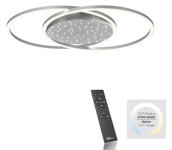 Paul Neuhaus Yuki LED mennyezeti lámpa, kerek for., dimmelhető, Alu / szürke / cink, Nappali / Étkező, Alumínium, Modern