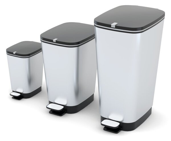 Ezüstszínű műanyag pedálos szemetes 45 l Chic Bin – KIS