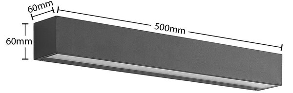 Lucande LED fali világítás Lengo, 50 cm, antracit, lefelé irányuló, 3000 K, Fekete, Alumínium, Modern