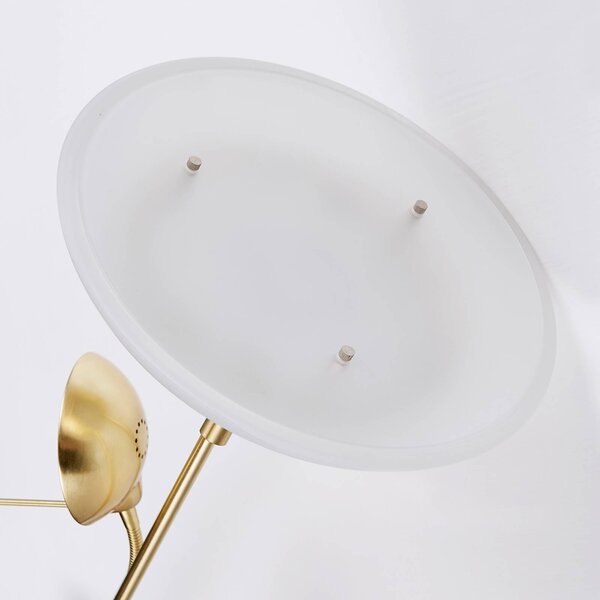 Lindby LED állólámpa Yveta, sárgaréz, fém, fényerőszabályzó, 183cm, dimmelhető, Sárgaréz / arany, Nappali / Étkező, fém, Modern