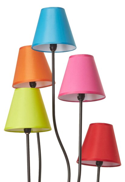 Näve Textil állólámpa Colori 5-ágú színes, Nappali / Étkező, Textil / szövet / selyem, Fiatalos életstílus