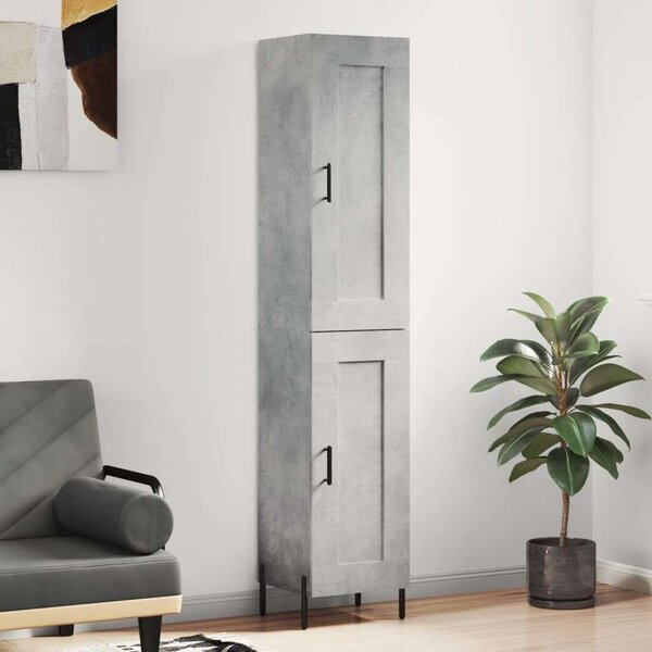 Betonszürke szerelt fa magasszekrény 34,5x34x180 cm
