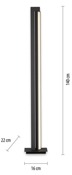 PURE LED állólámpa Lines, antracit, távirányítóval, 140 cm, dimmelhető, Alu / szürke / cink, Nappali / Étkező, fém, Modern
