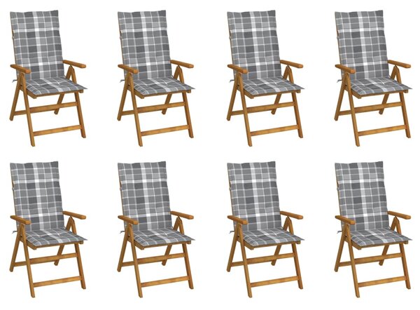 VidaXL 8 db összecsukható tömör akácfa kerti szék párnával